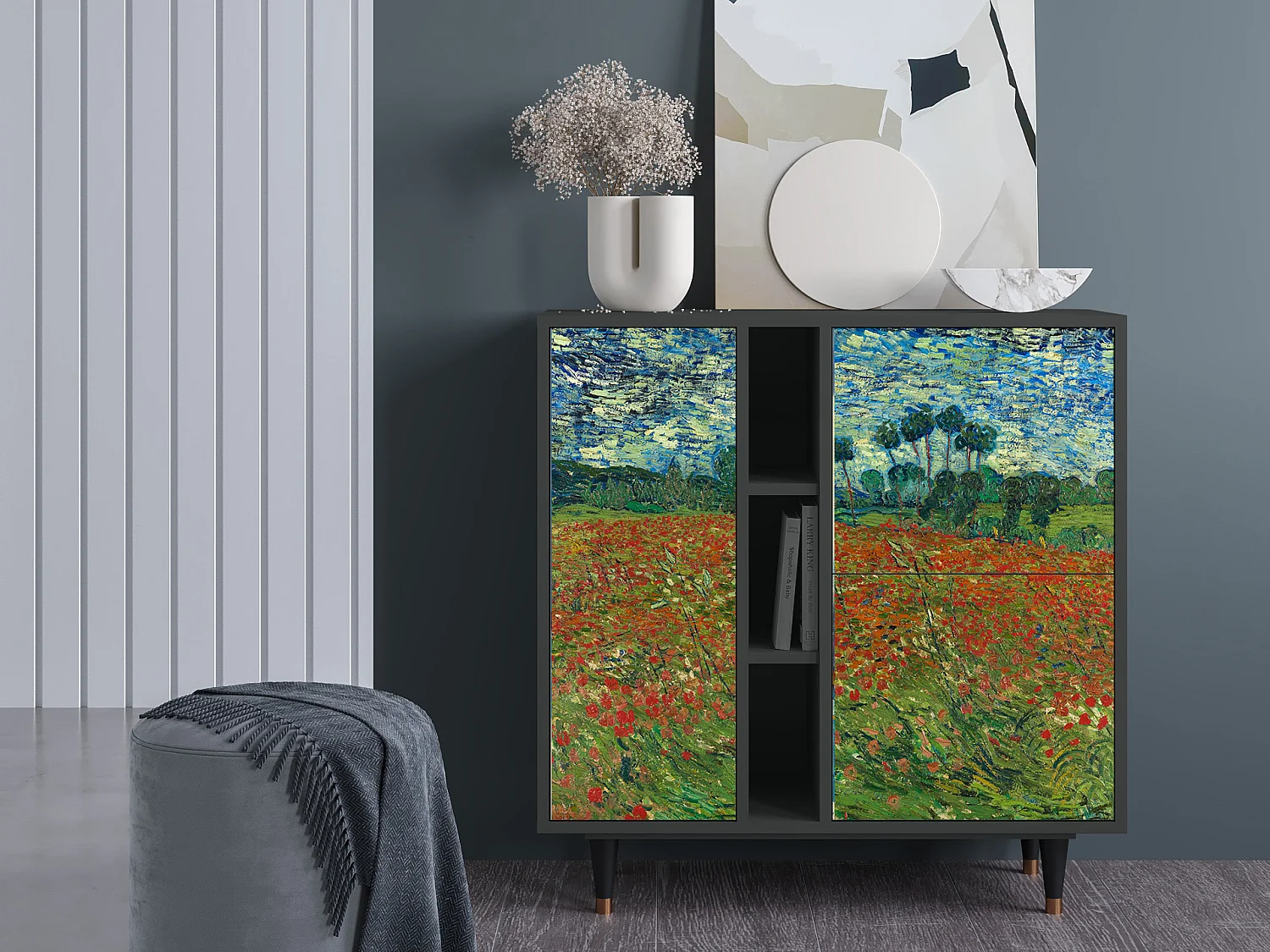 Buffet - 94х96х41 cm - BS5 - Poppy field by van Gogh, Anthracite