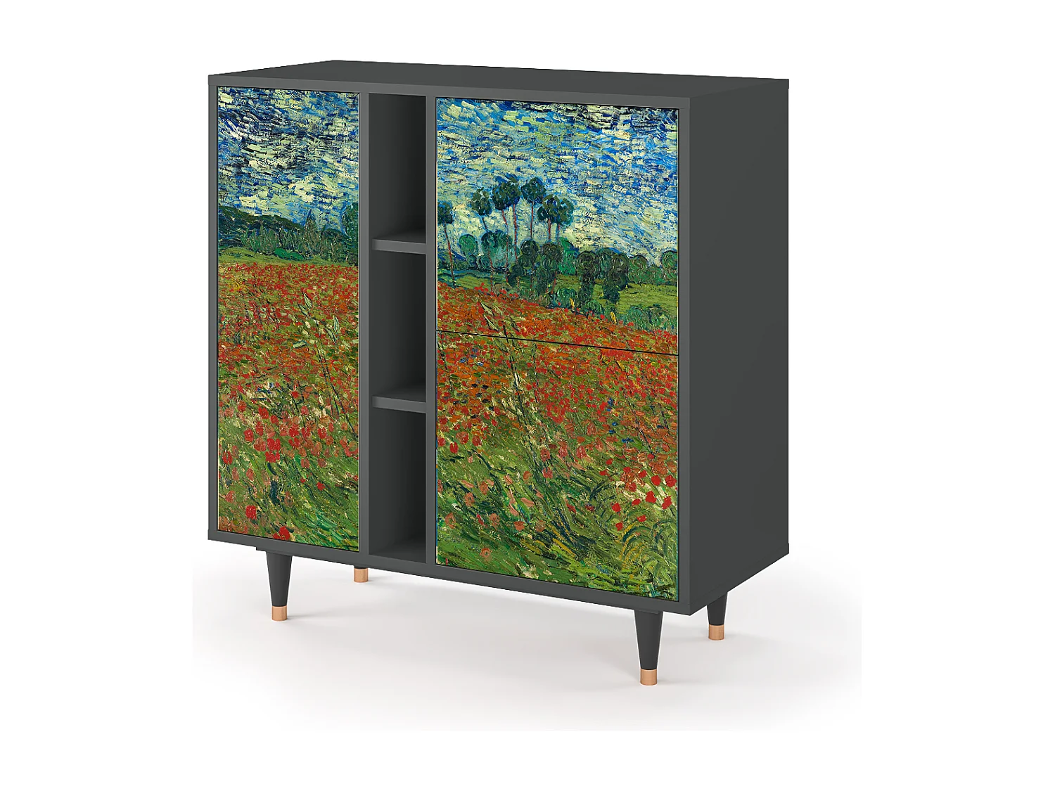 Buffet - 94х96х41 cm - BS5 - Poppy field by van Gogh, Anthracite