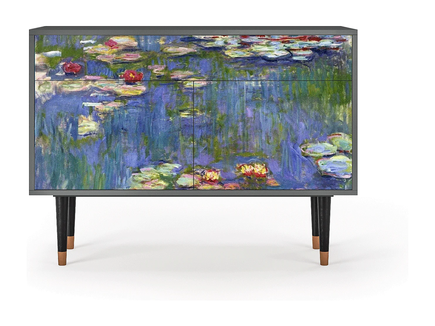 Kredens - 115x85x48 cm - BS4 - The water lily pond  , Antracyt