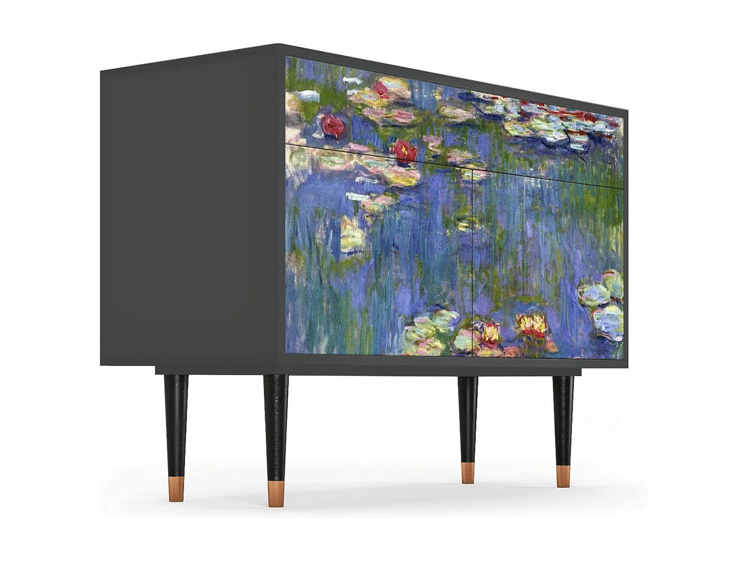 Kredens - 115x85x48 cm - BS4 - The water lily pond  , Antracyt