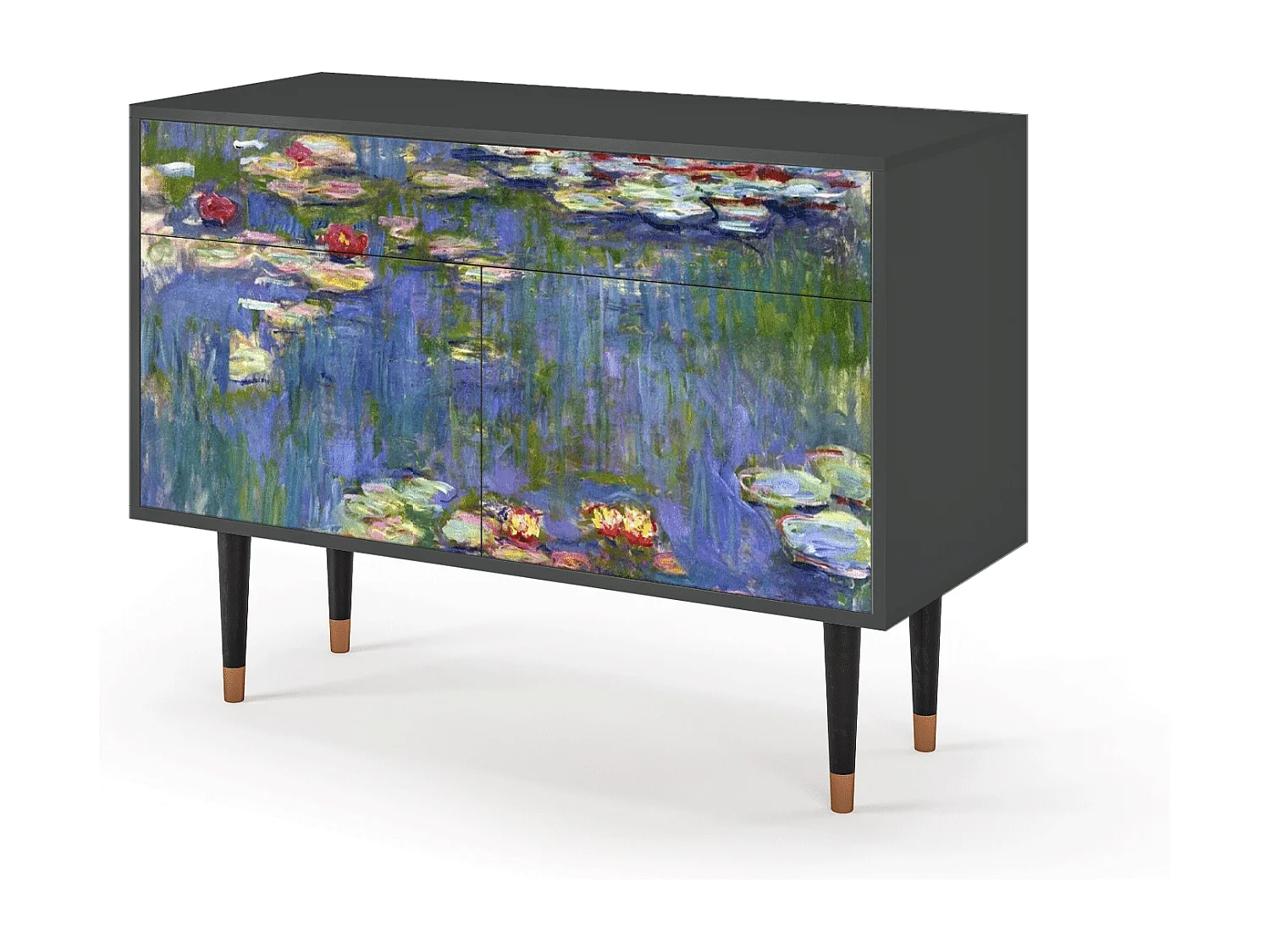 Kredens - 115x85x48 cm - BS4 - The water lily pond  , Antracyt