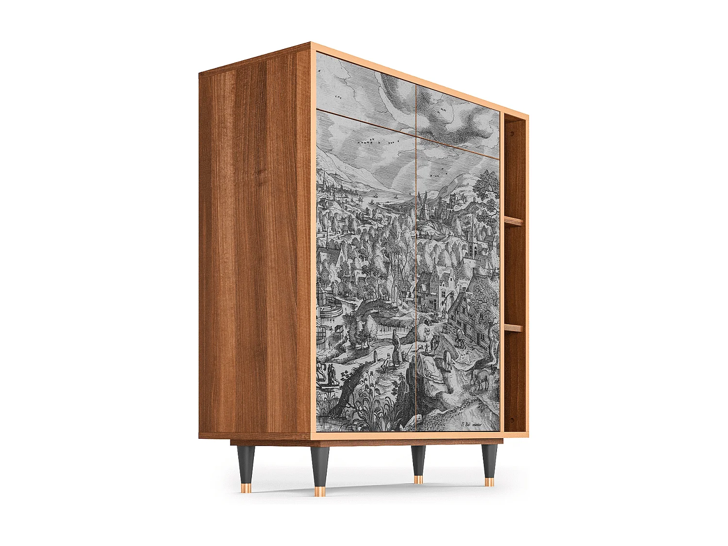 Buffet - 96х110х41 cm - BS6 - Bird Dropping, Noyer