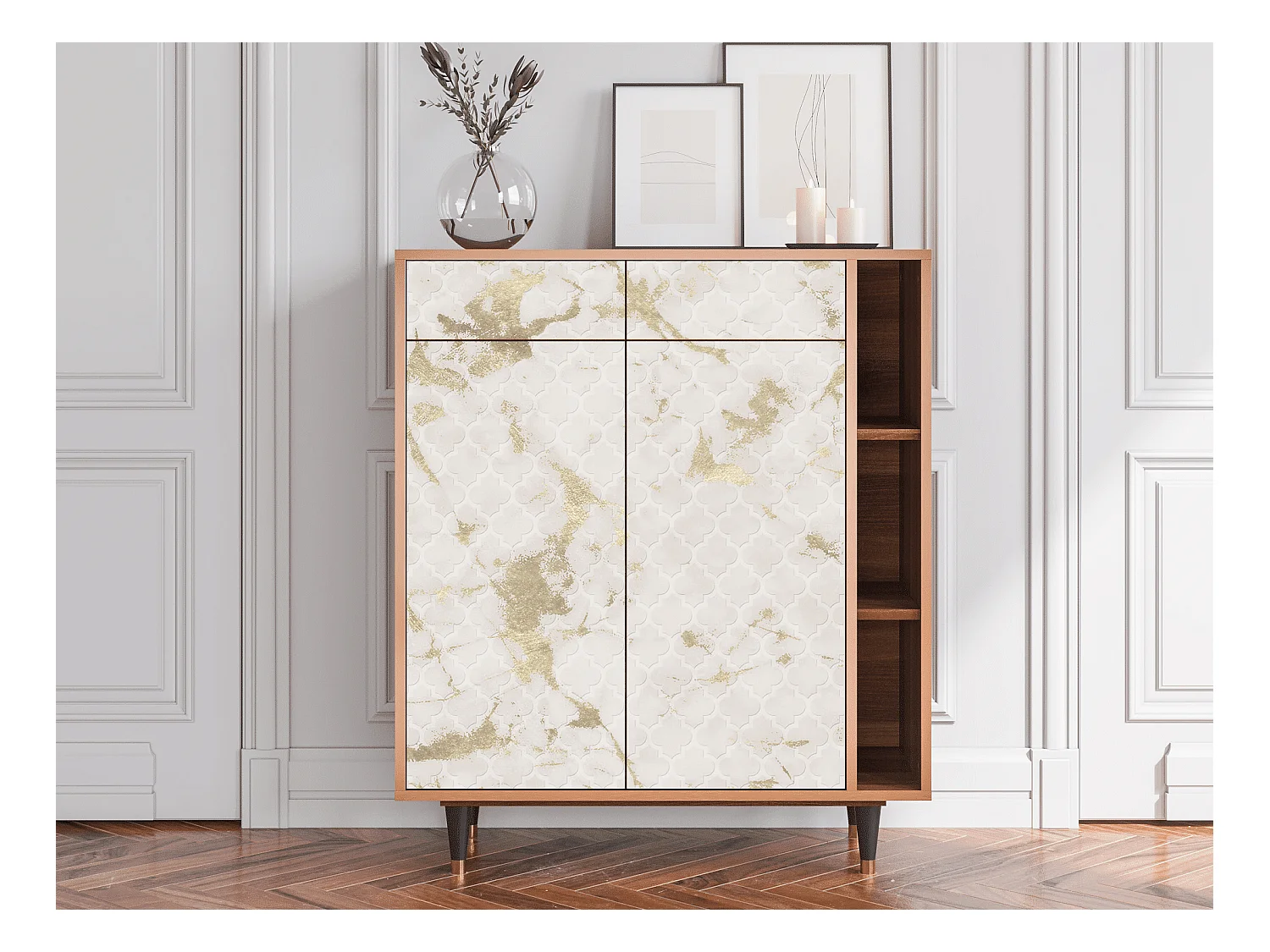 Credenza - 96х110х41 cm - BS6 - Sahara desert, Noce