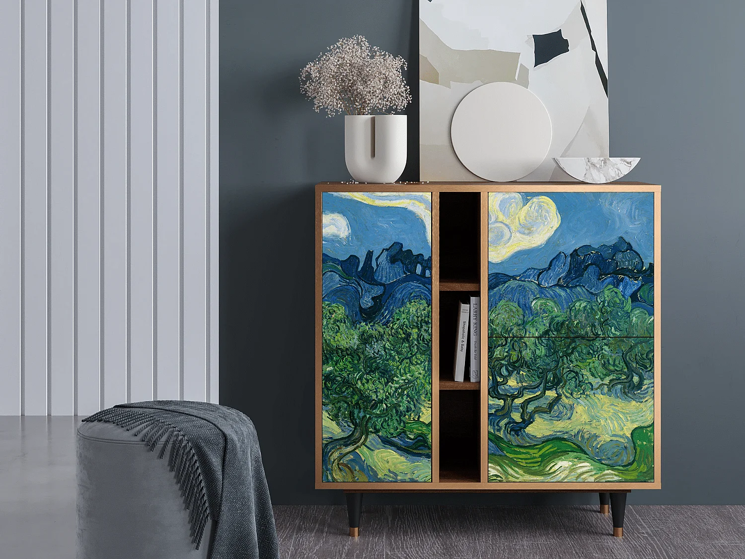 Kredens - 94х96х41 cm - BS5 - The Oil Trees, Orzech