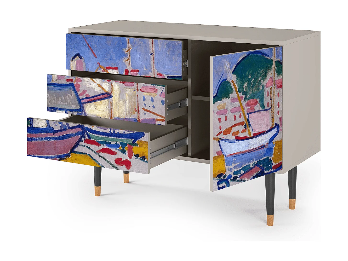 Kredens - 115х84х41 cm - S3 - The Port of Collioure , Piaskowy