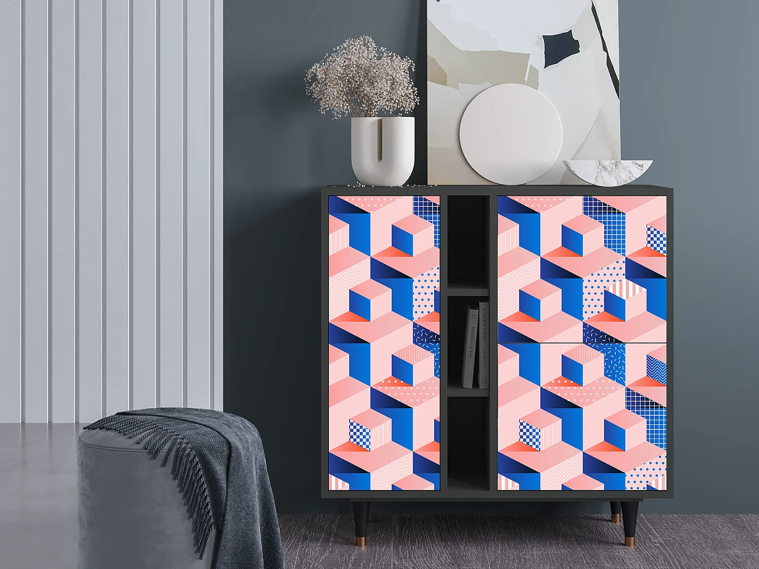 Credenza - 94х96х41 cm - BS5 - Pinky Squares, Antracite