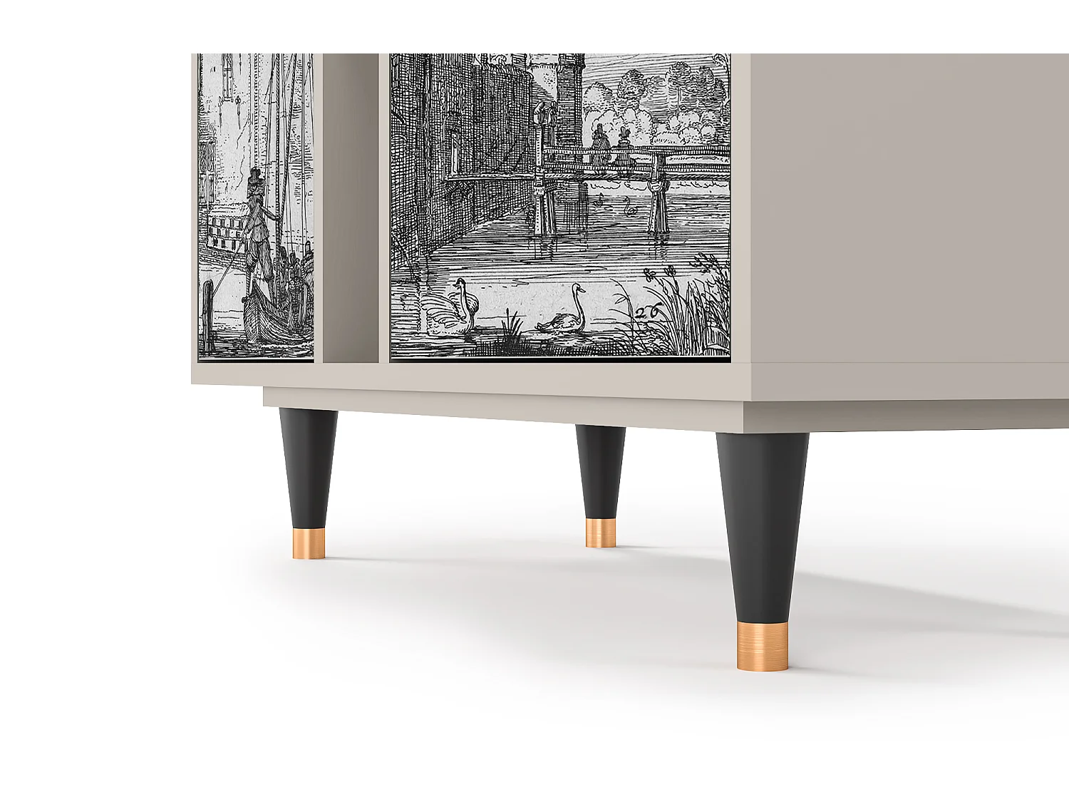 Kredens - 94х96х41 cm - BS5 - Castle with Bridge, Piaskowy