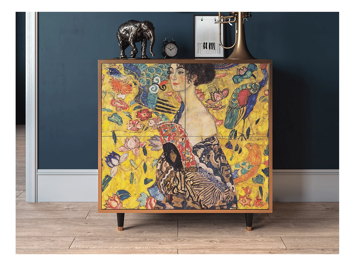 Credenza - 94x96x48 cm - BS3 - Lady with Fan by Klimt, Noce