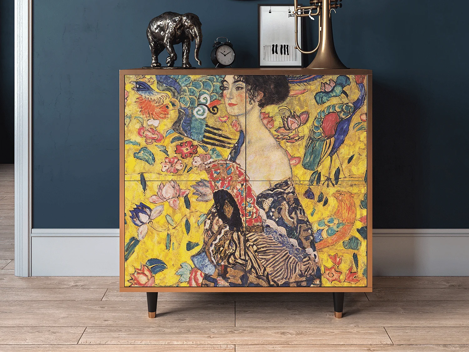 Buffet - 94x96x48 cm - BS3 - Lady with Fan by Klimt, Noyer