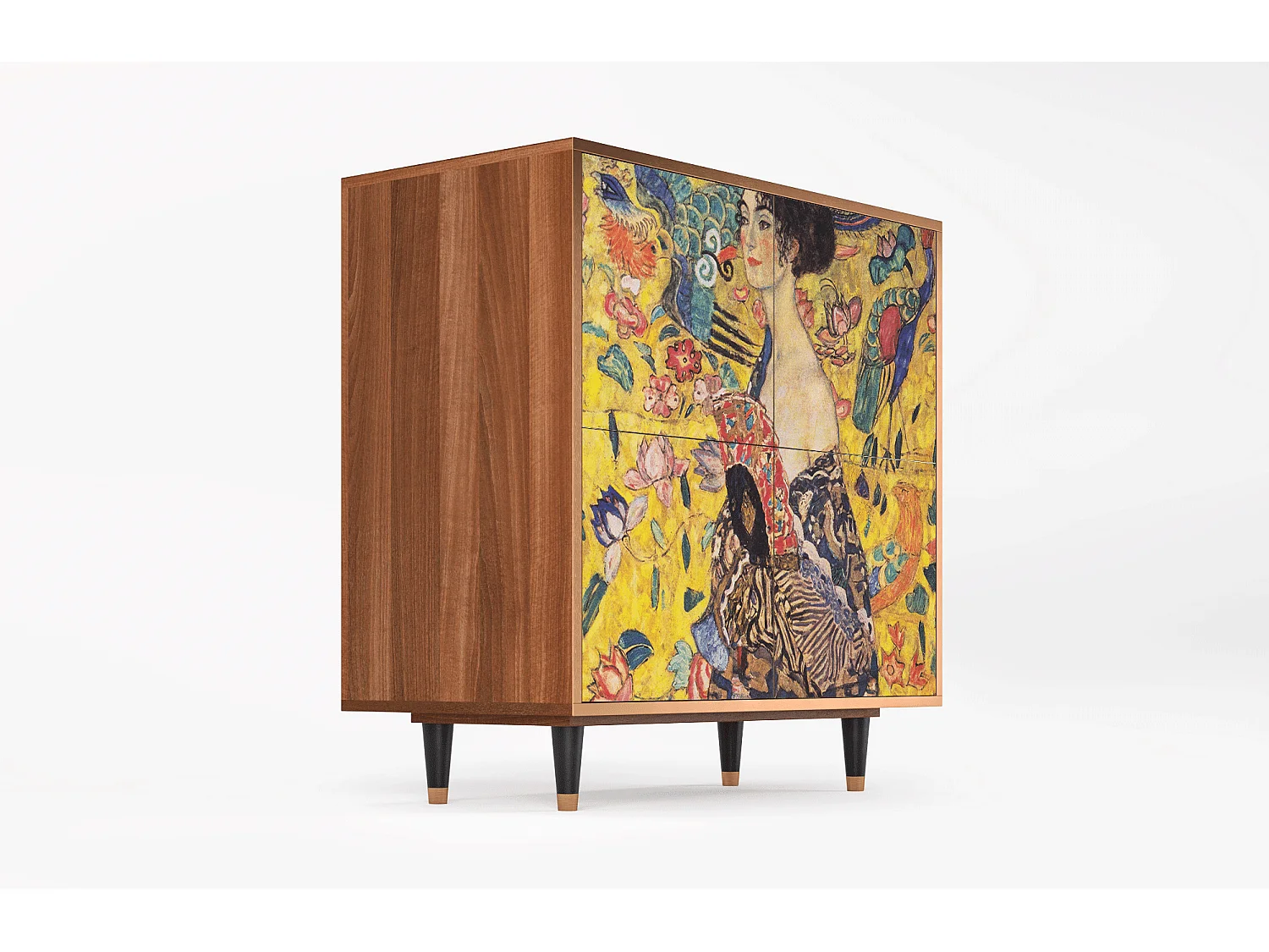Buffet - 94x96x48 cm - BS3 - Lady with Fan by Klimt, Noyer