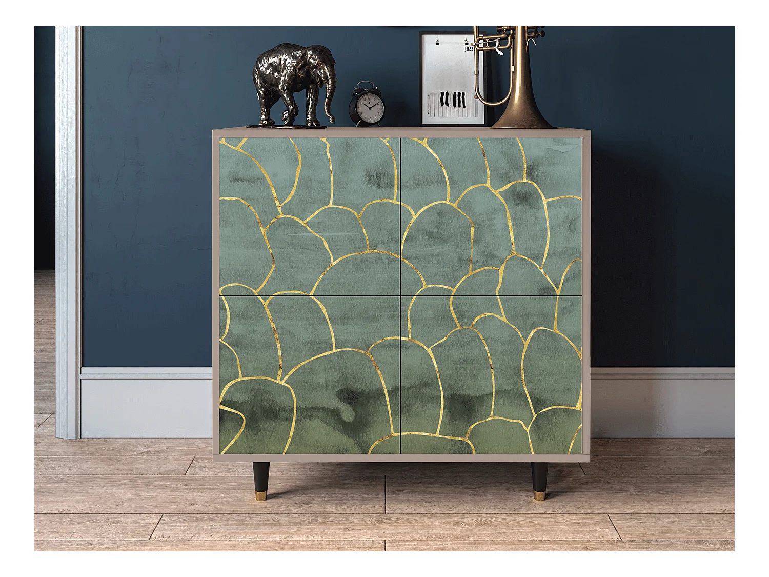 Kredens - 94x96x48 cm - BS3 - Magnificent Water Lily, Latte