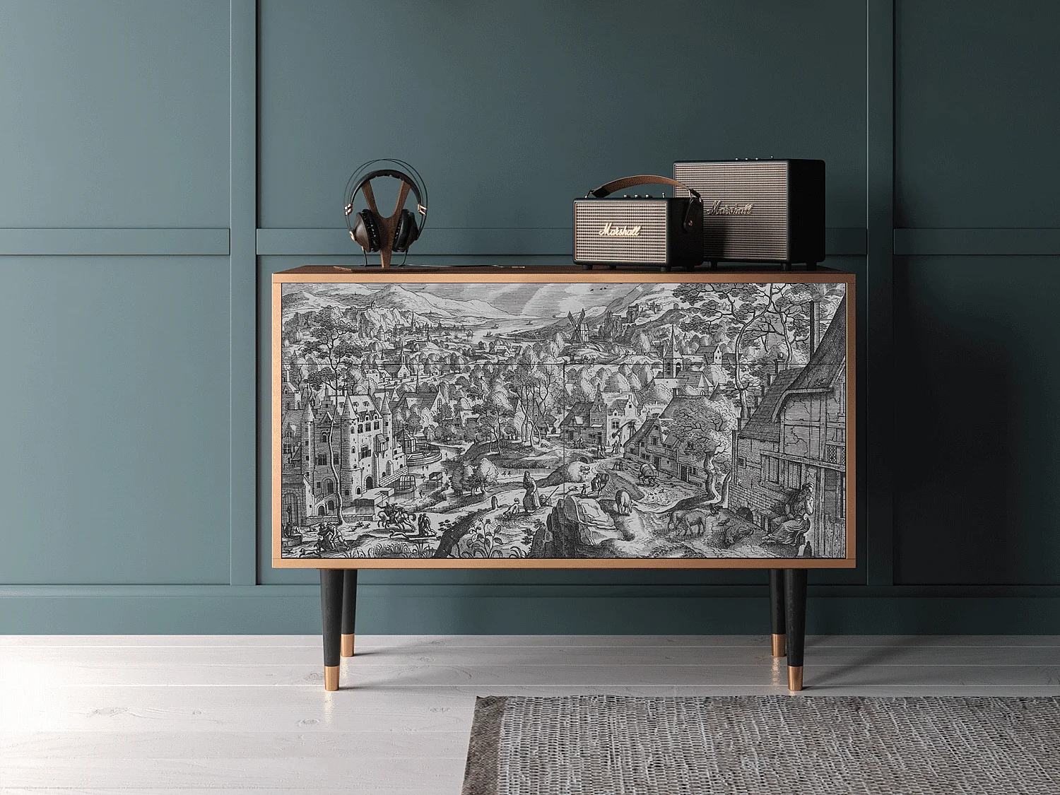 Buffet - 115x85x48 cm - BS4 - Bird Dropping, Noyer