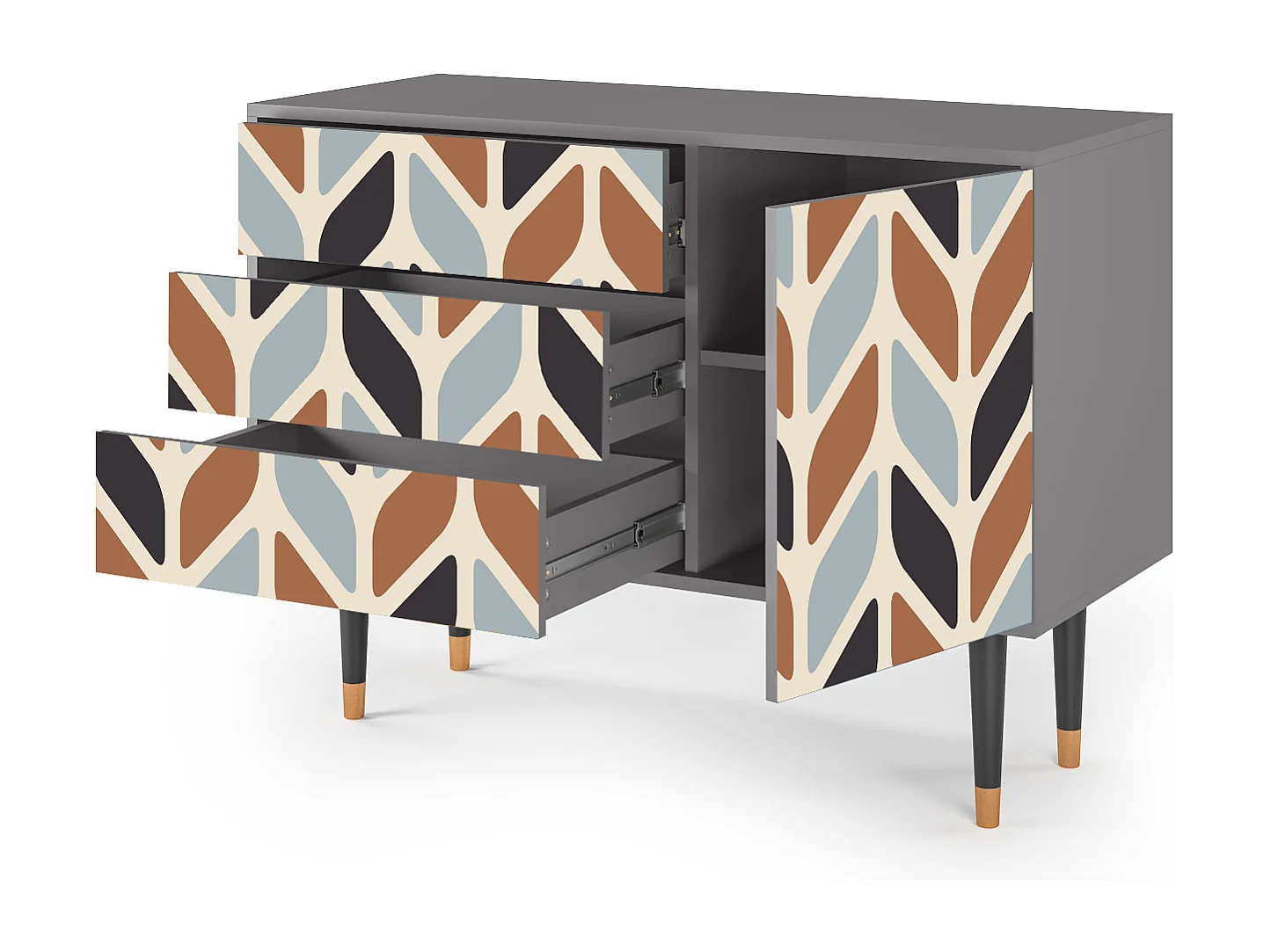 Kredens - 115х84х41 cm - S3 - Beige Laure, Szary