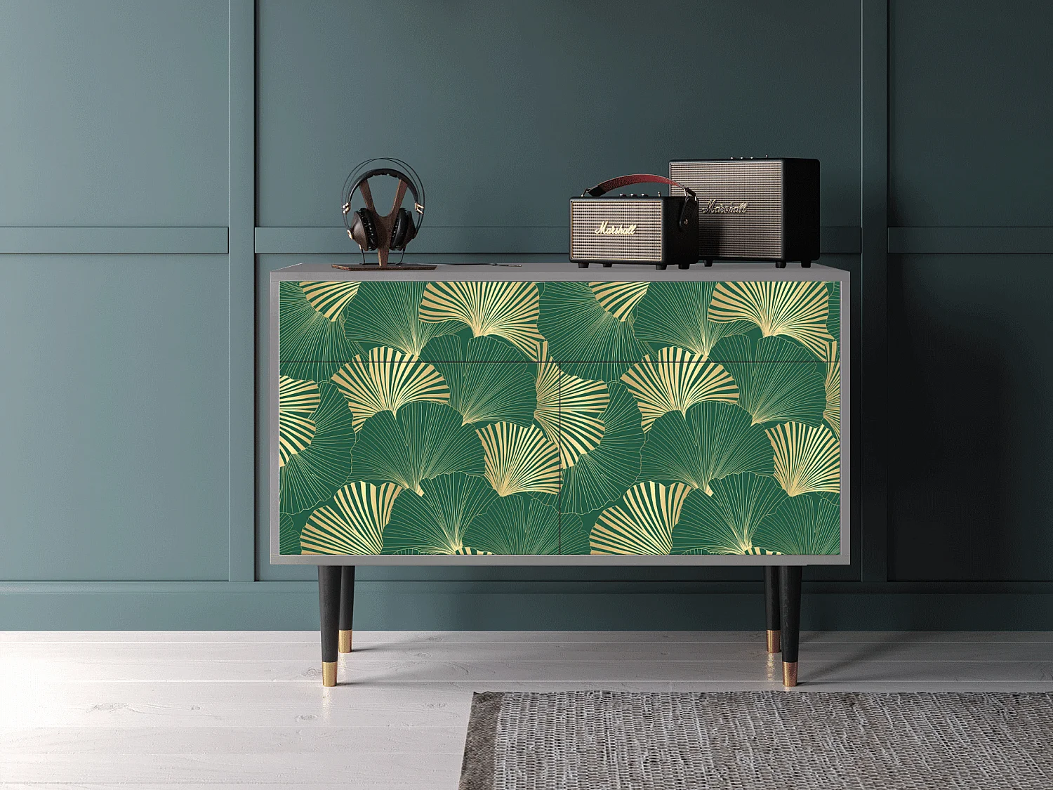 Dressoir - 115x85x48 cm - BS4 - Gold Ginkgo, Grijs