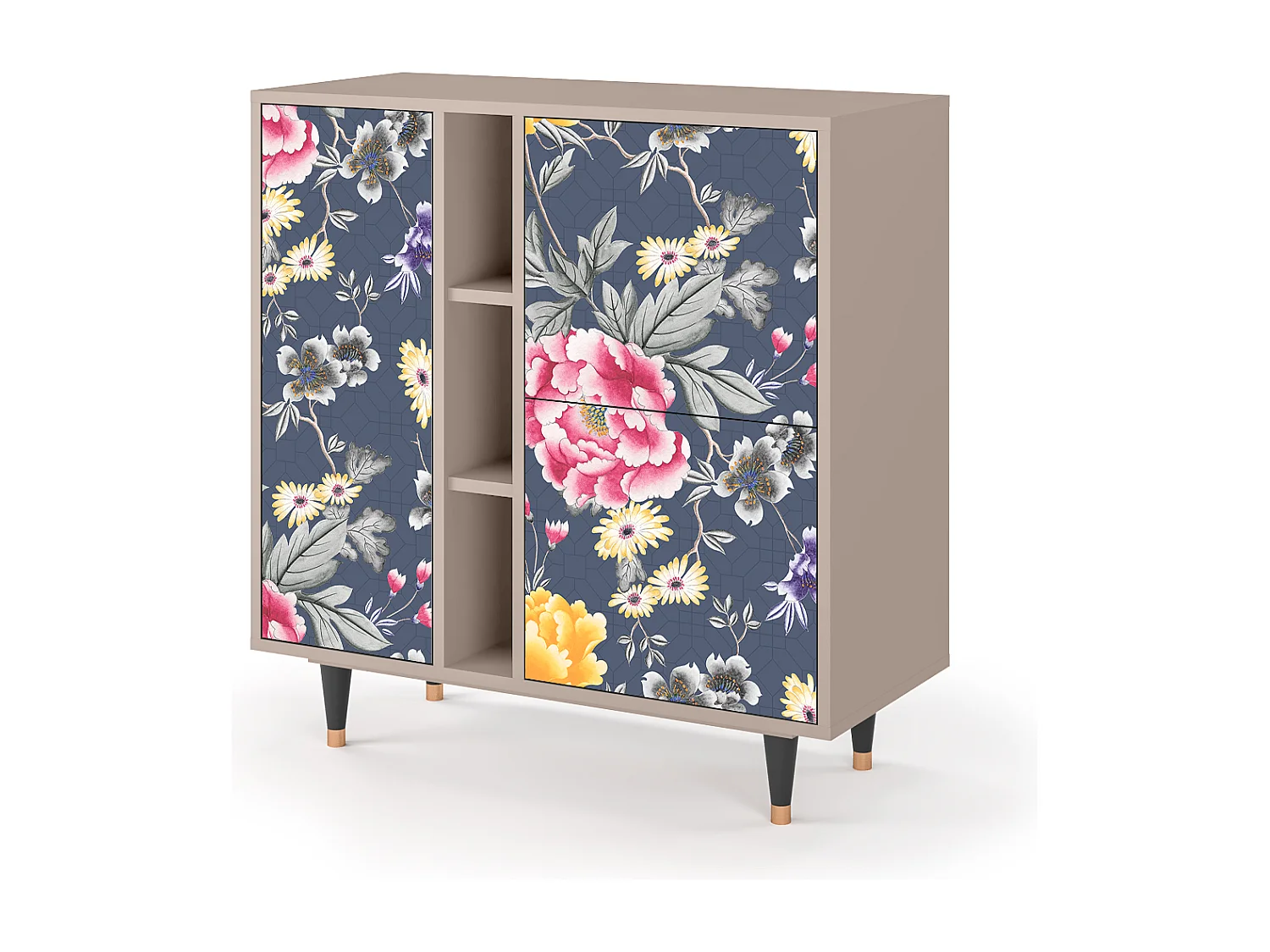 Kredens - 94х96х41 cm - BS5 - Dark Flower Bed, Latte