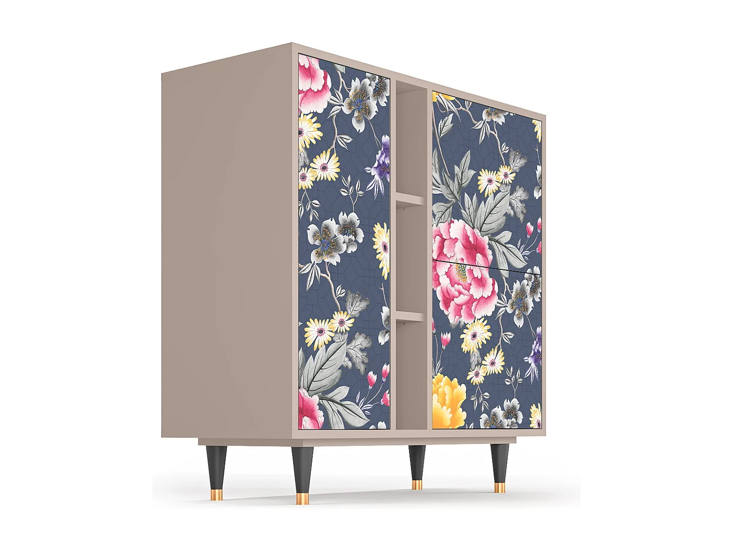 Kredens - 94х96х41 cm - BS5 - Dark Flower Bed, Latte