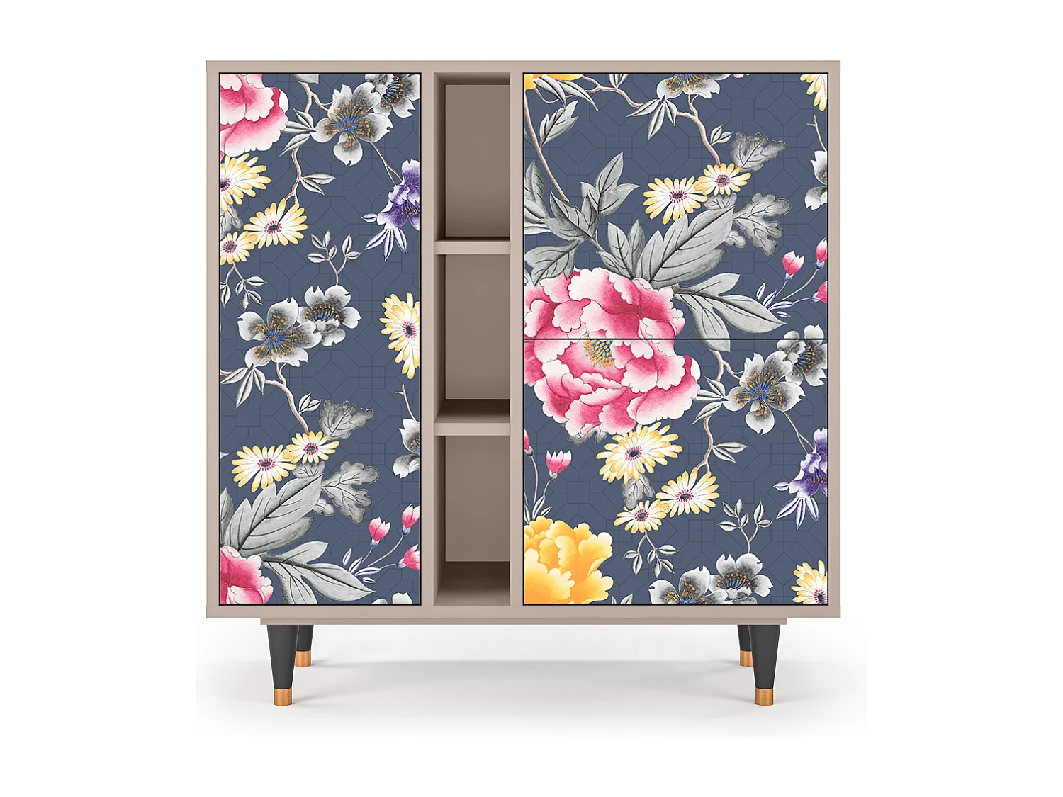 Kredens - 94х96х41 cm - BS5 - Dark Flower Bed, Latte