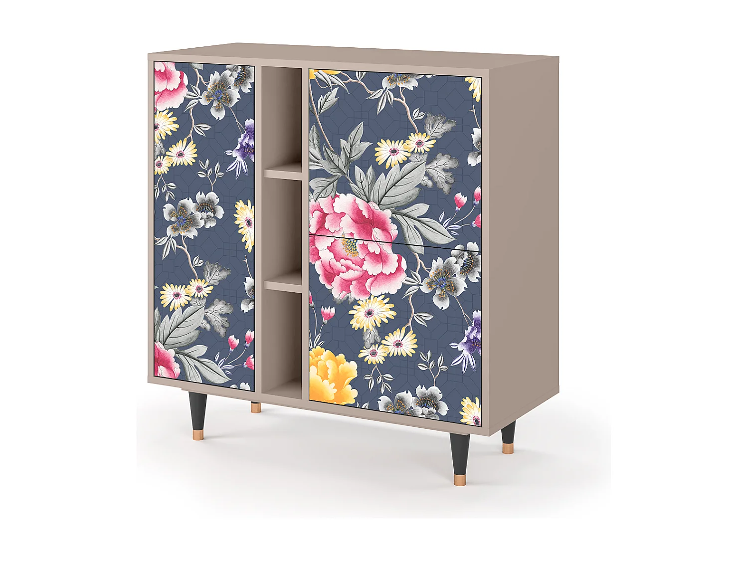 Kredens - 94х96х41 cm - BS5 - Dark Flower Bed, Latte