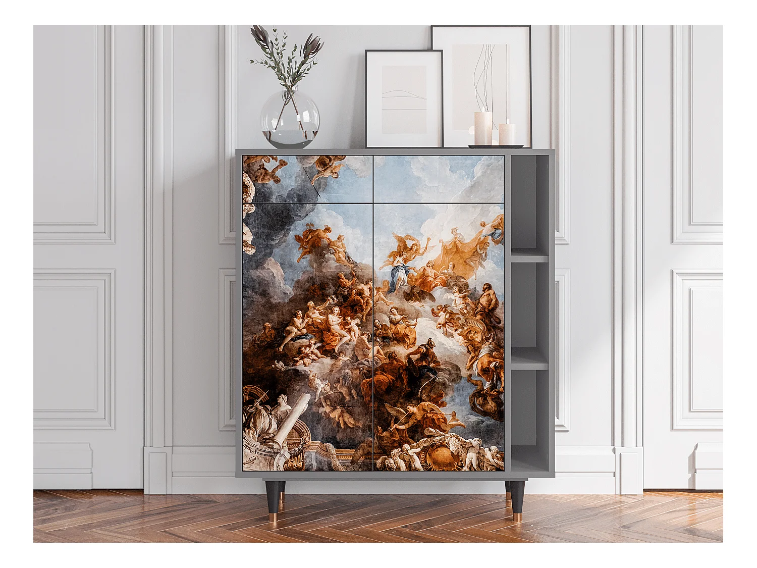 Kredens - 96х110х41 cm - BS6 - Versailles, Szary