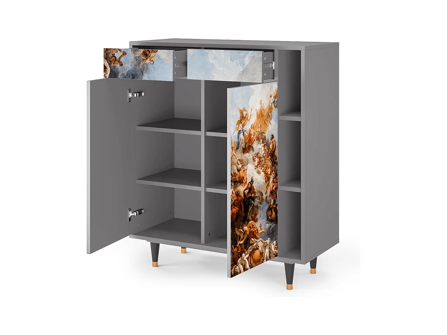 Kredens - 96х110х41 cm - BS6 - Versailles, Szary