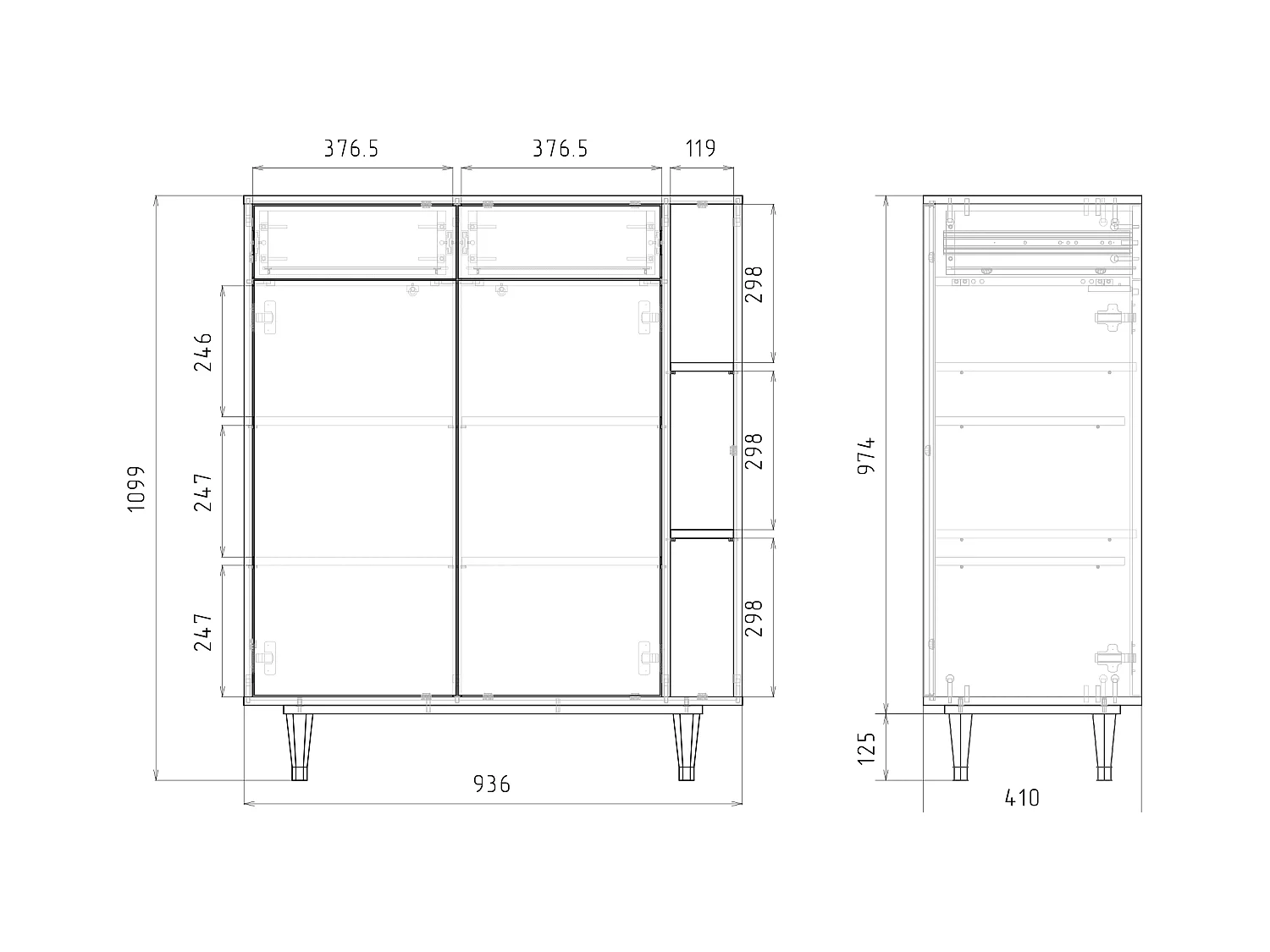 Buffet - 96х110х41 cm - BS6 - Versailles, Gris