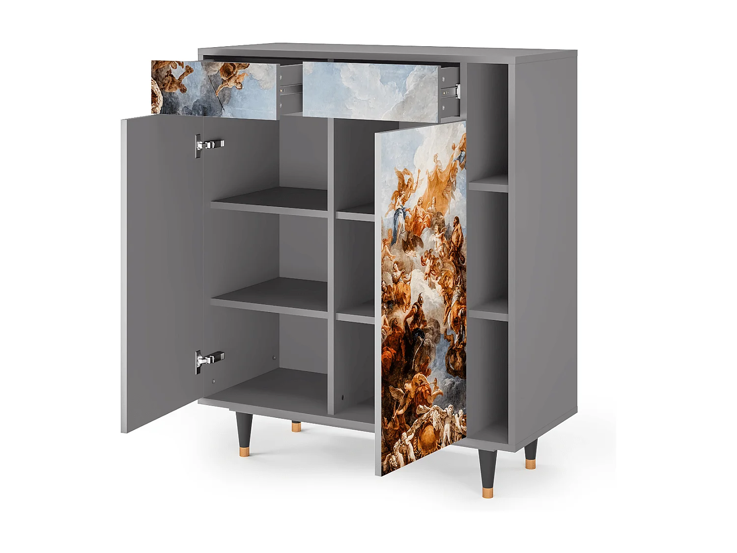 Kredens - 96х110х41 cm - BS6 - Versailles, Szary