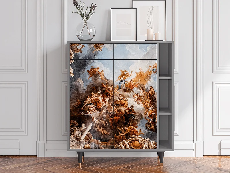 Kredens - 96х110х41 cm - BS6 - Versailles, Szary