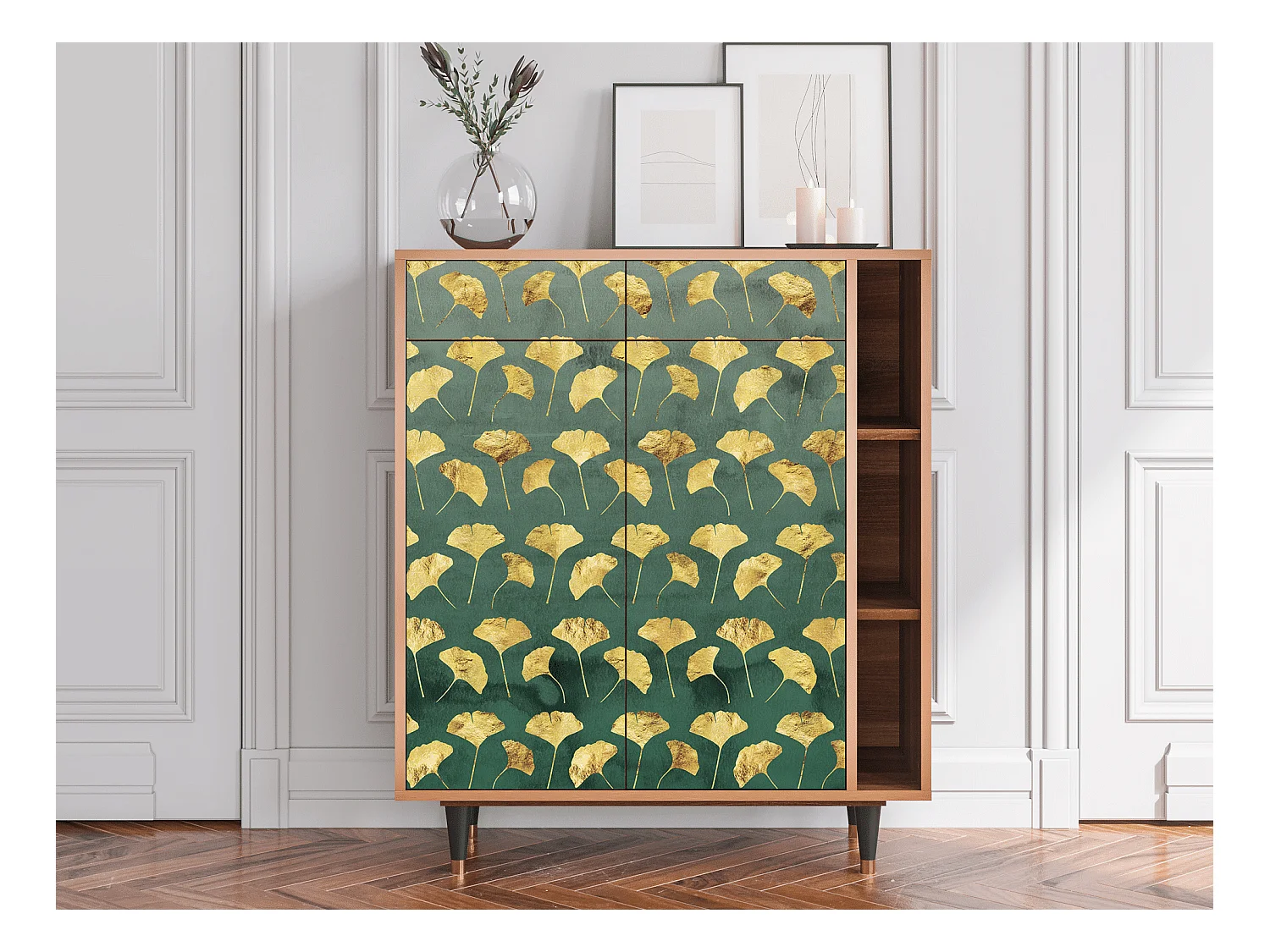 Credenza - 96х110х41 cm - BS6 - Gingko leaves, Noce