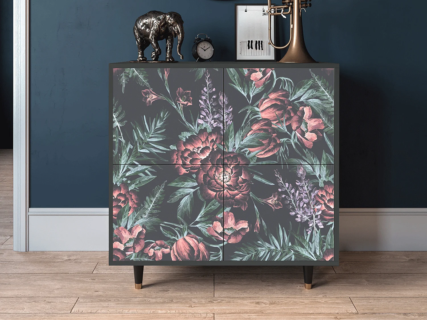 Credenza - 94x96x48 cm - BS3 - Dark Peonies, Antracite