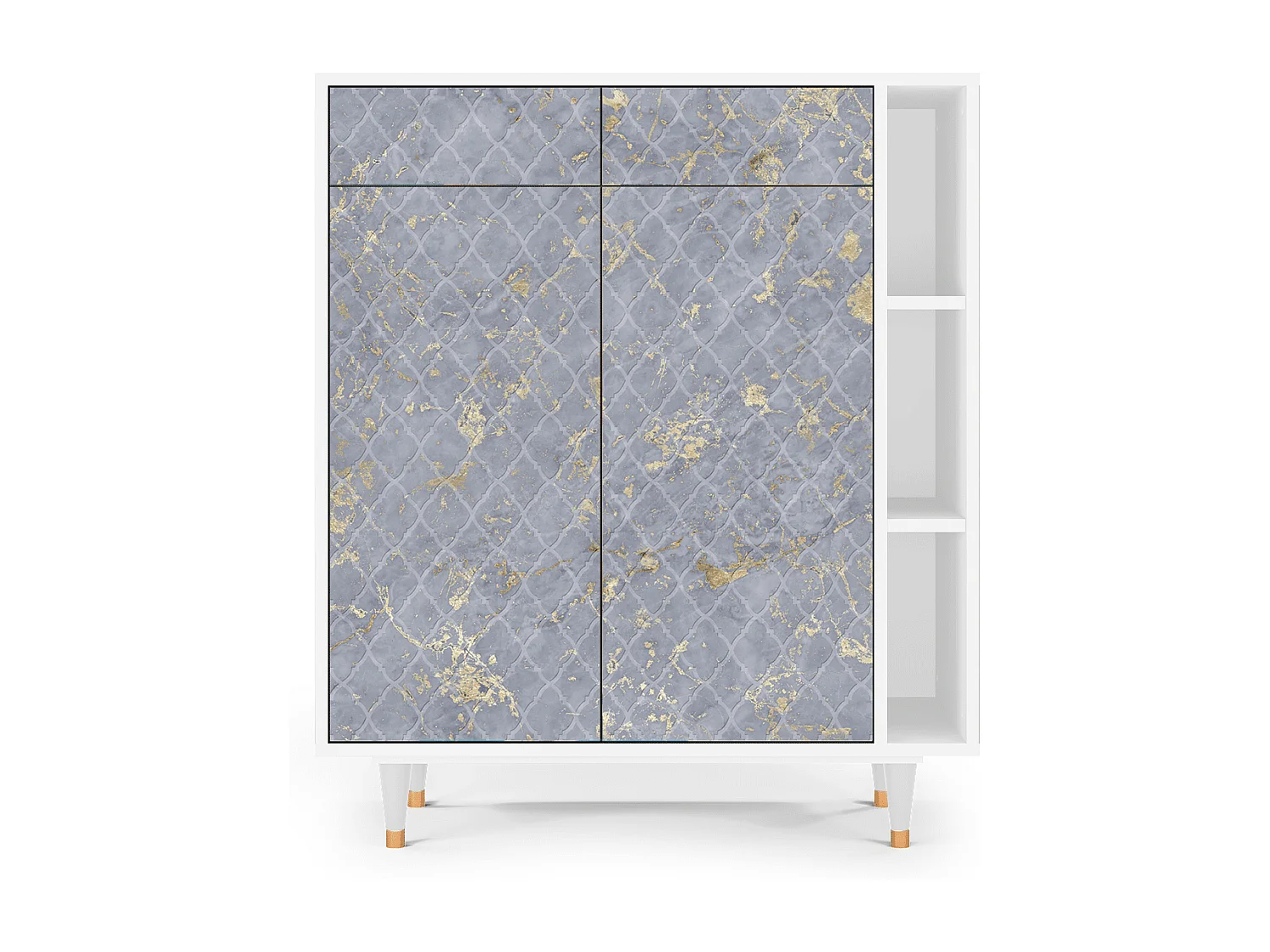 Kredens - 96х110х41 cm - BS6 - Golden Smoke, Biały