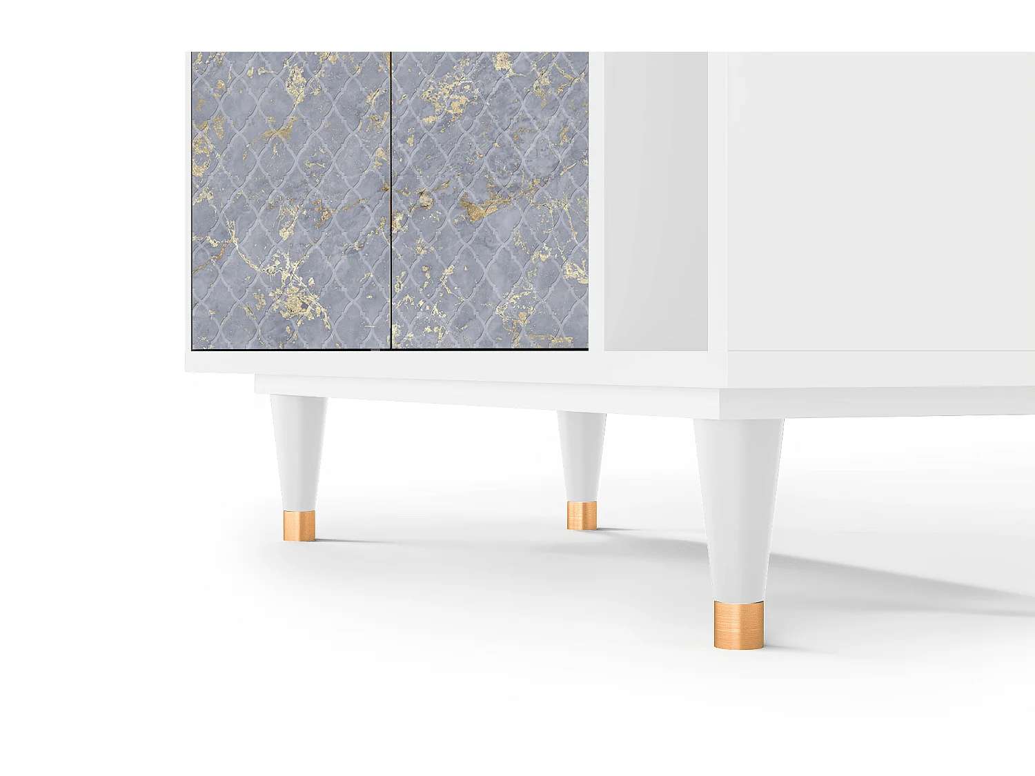 Kredens - 96х110х41 cm - BS6 - Golden Smoke, Biały