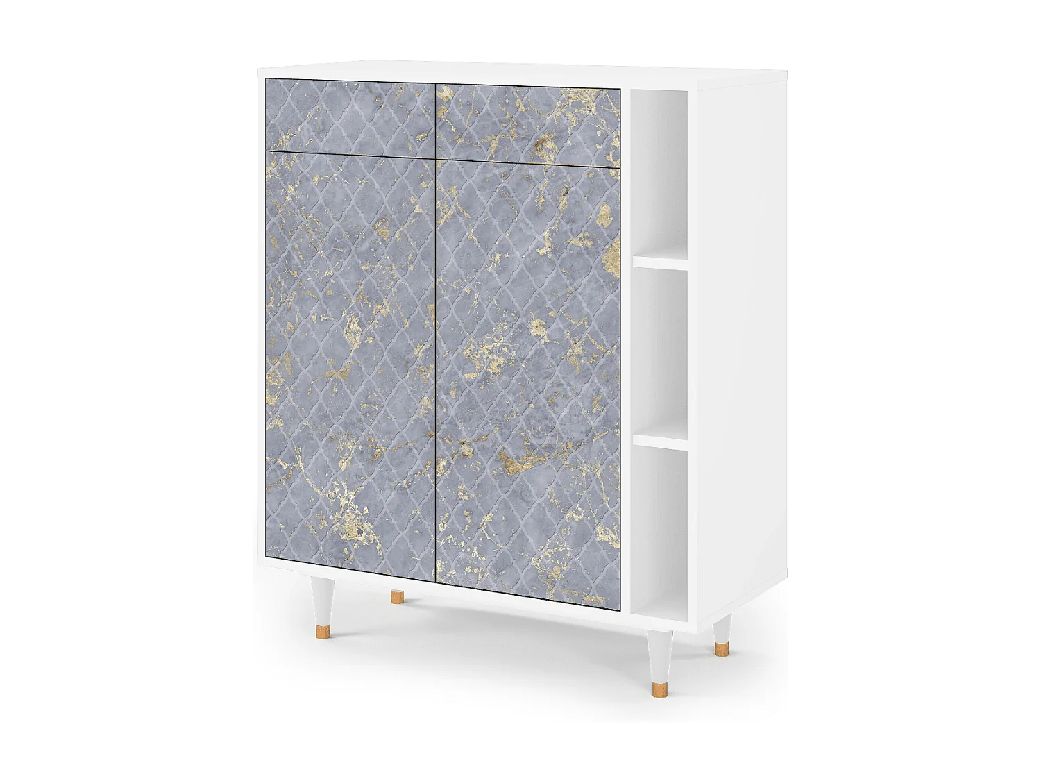 Kredens - 96х110х41 cm - BS6 - Golden Smoke, Biały