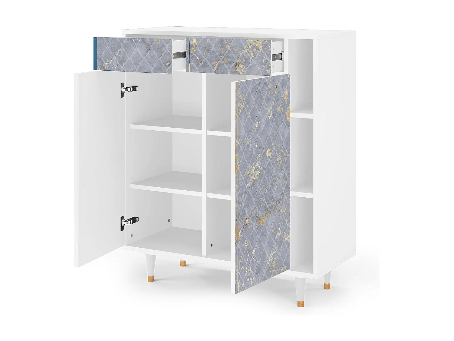 Kredens - 96х110х41 cm - BS6 - Golden Smoke, Biały