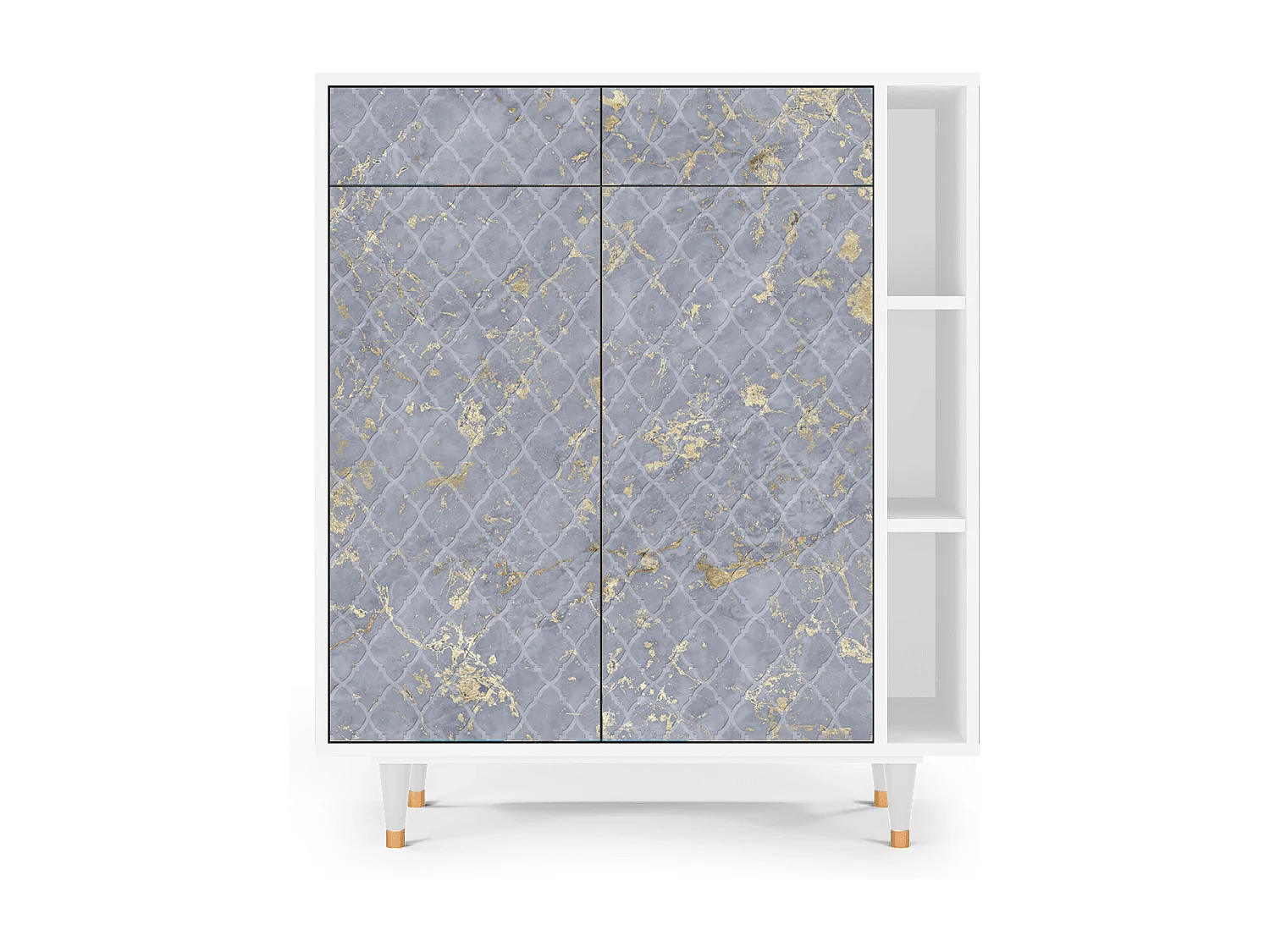 Kredens - 96х110х41 cm - BS6 - Golden Smoke, Biały