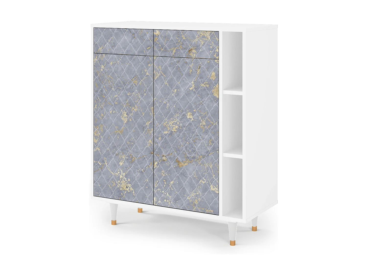 Kredens - 96х110х41 cm - BS6 - Golden Smoke, Biały