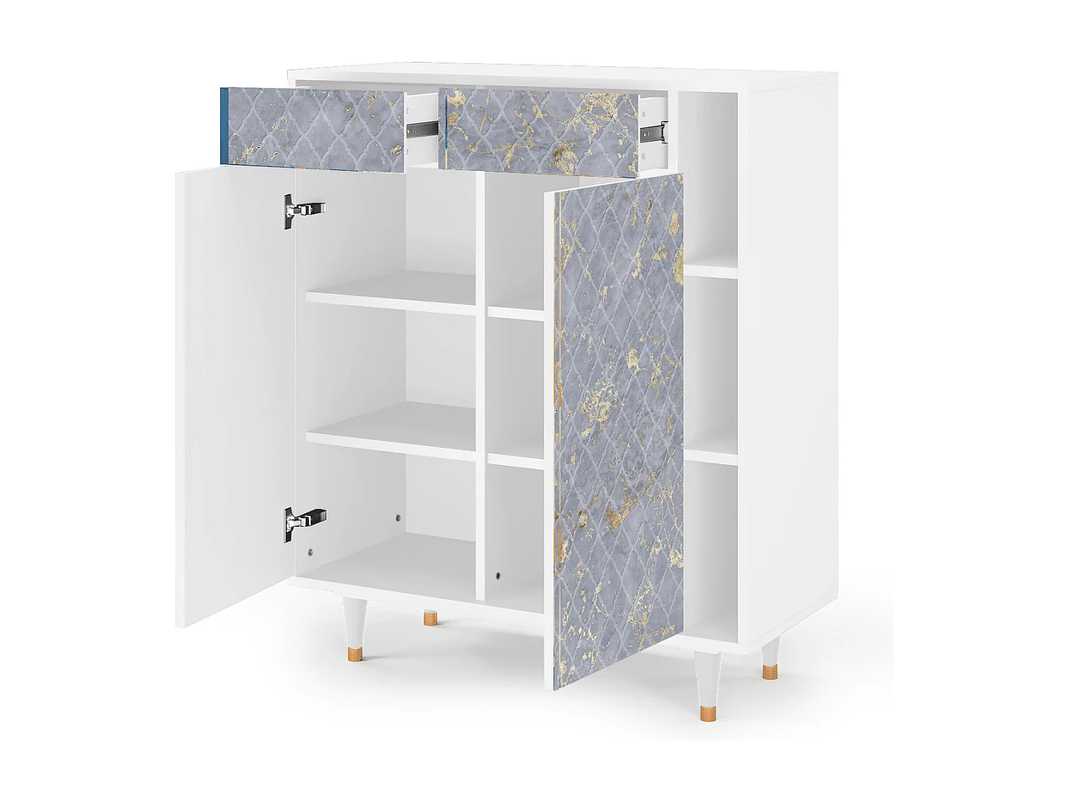 Kredens - 96х110х41 cm - BS6 - Golden Smoke, Biały