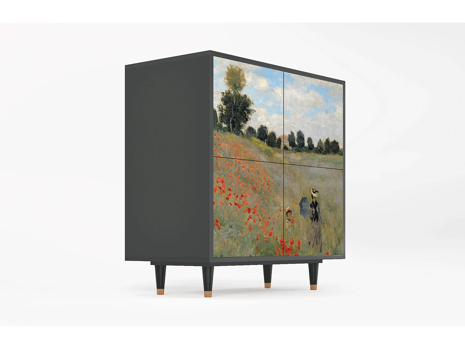 Kredens - 94x96x48 cm - BS3 - The Poppy Field   , Antracyt