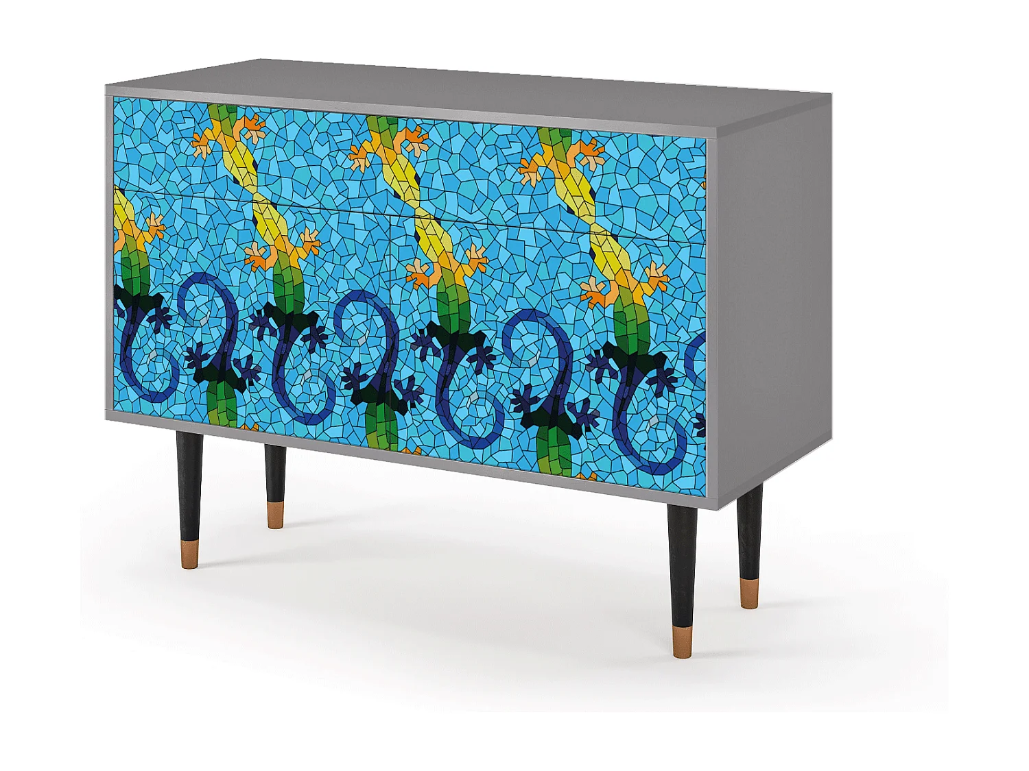 Kredens - 115x85x48 cm - BS4 - Gaudi's Lizard, Szary