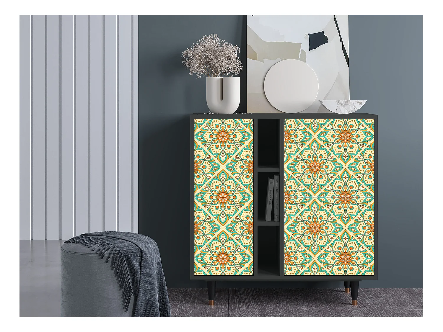 Buffet - 94х96х41 cm - BS5 - Hindu Daisy, Anthracite