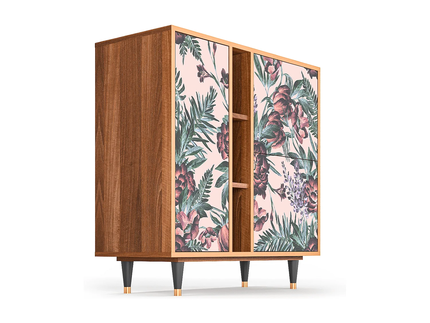 Buffet - 94х96х41 cm - BS5 - Peach Peonies, Noyer