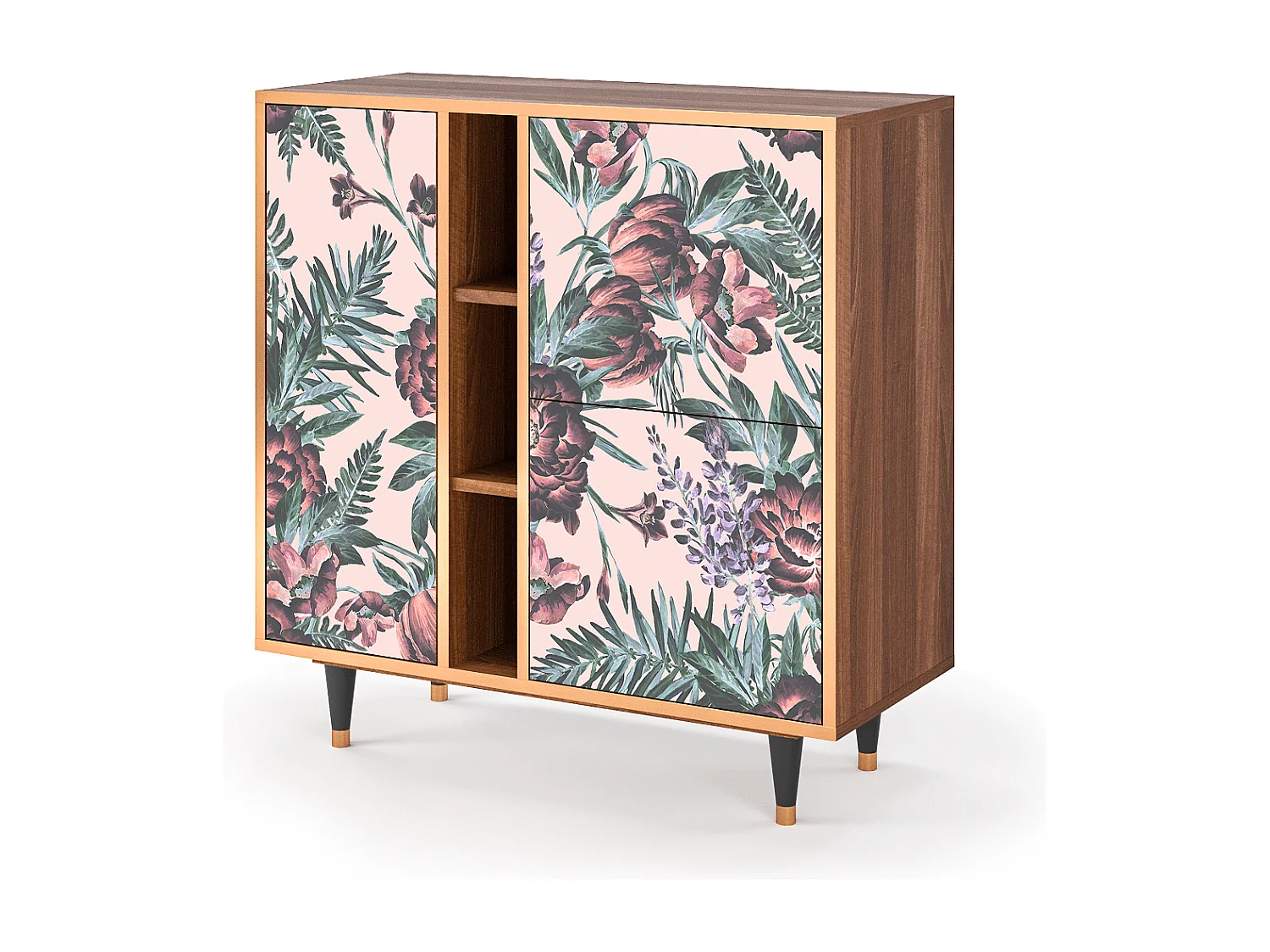 Dressoir - 94х96х41 cm - BS5 - Peach Peonies, Walnoot