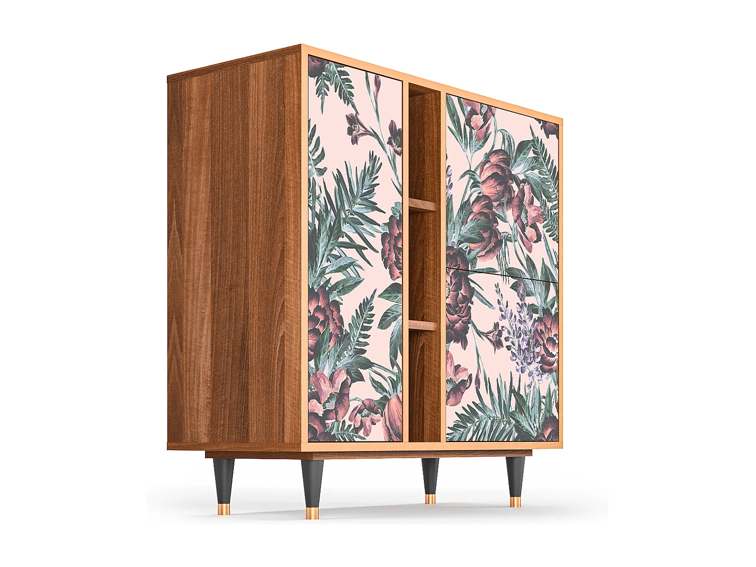 Dressoir - 94х96х41 cm - BS5 - Peach Peonies, Walnoot