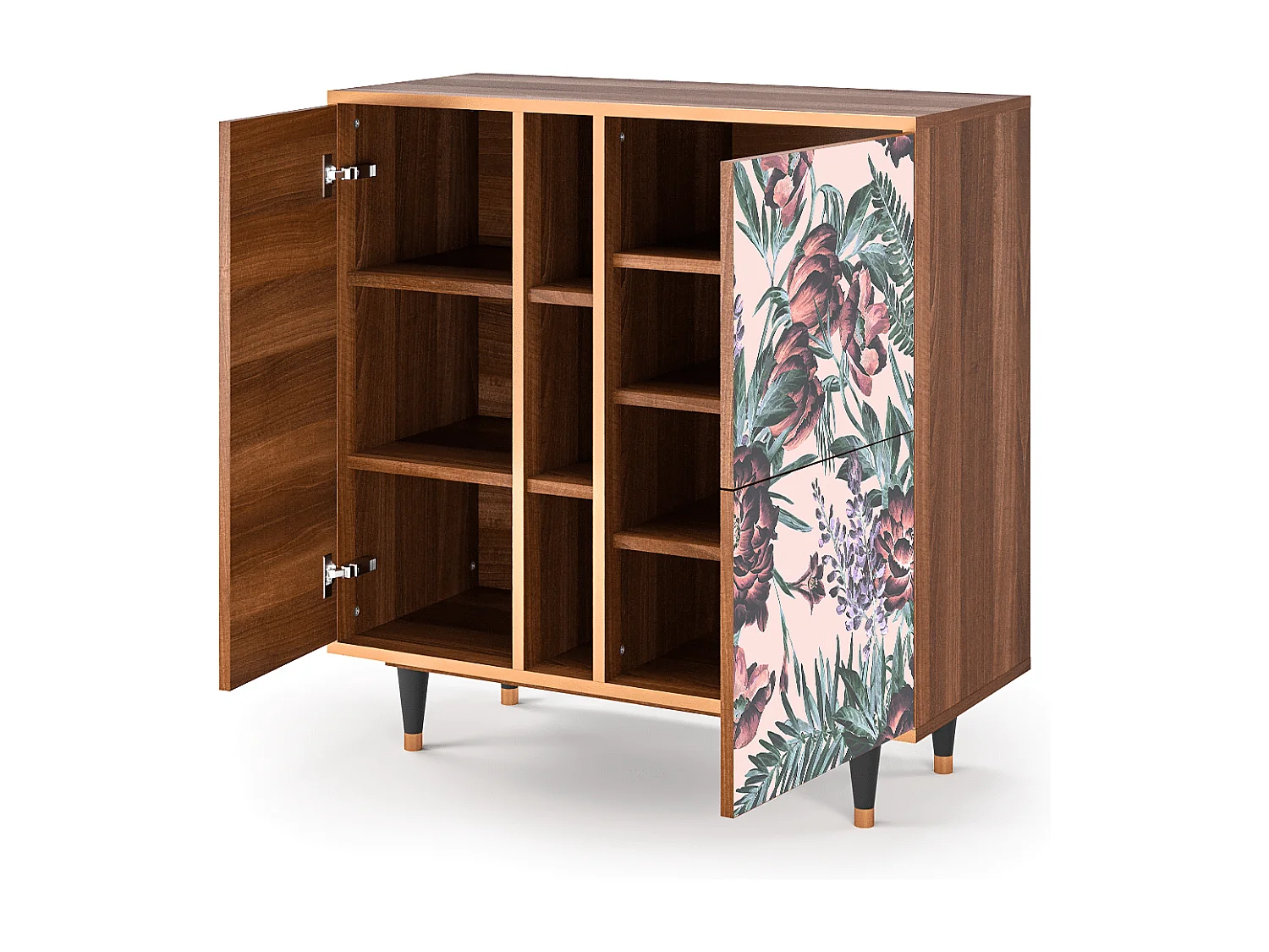 Dressoir - 94х96х41 cm - BS5 - Peach Peonies, Walnoot