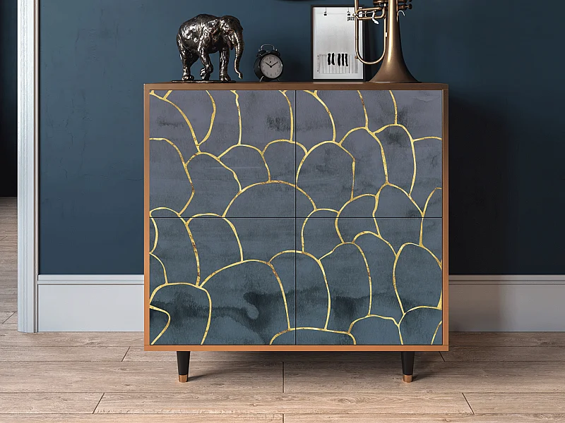 Credenza - 94x96x48 cm - BS3 - Blue Lagoon, Noce