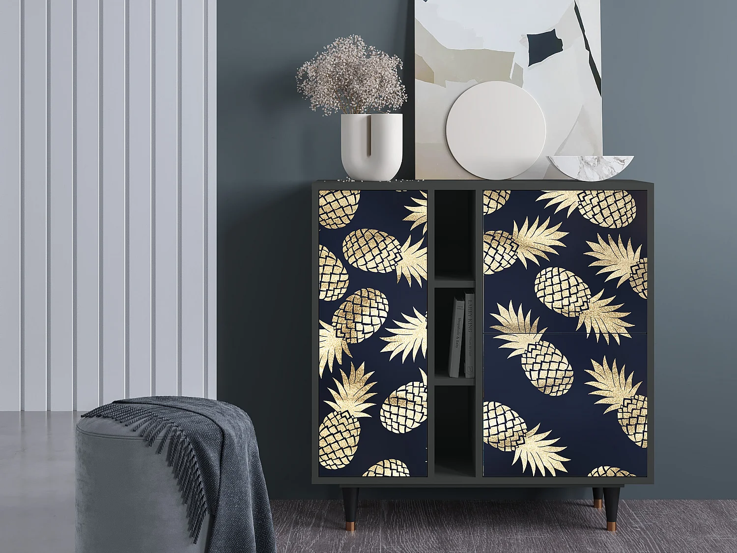 Kredens - 94х96х41 cm - BS5 - Sunny Pineaple, Antracyt