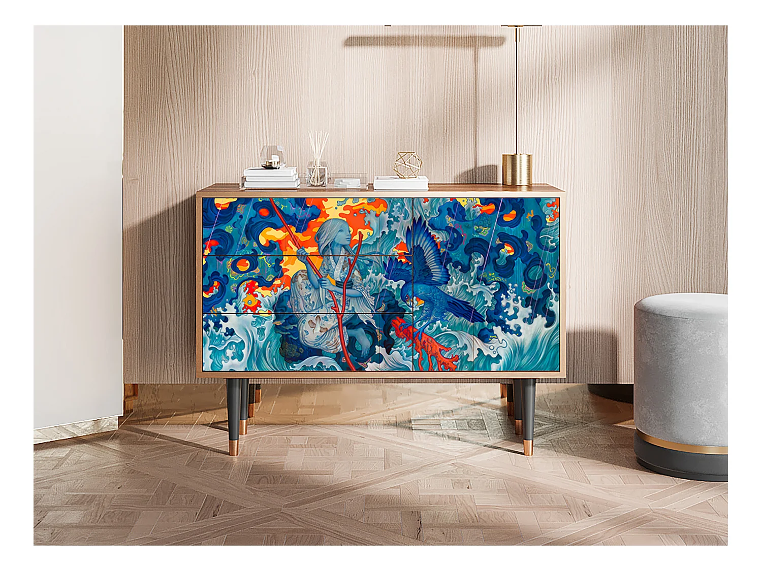 Buffet - 115х84х41 cm - S3 - The Girl - James Jean, Noyer
