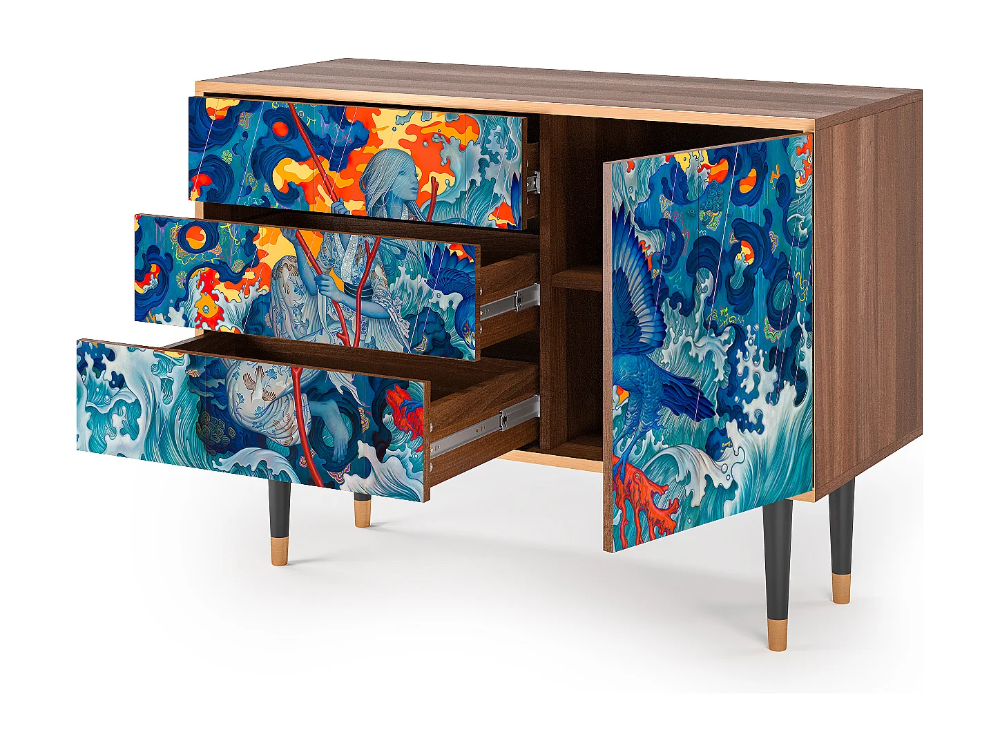 Sideboard - 115х84х41 cm - S3 - The Girl - James Jean, Walnuss