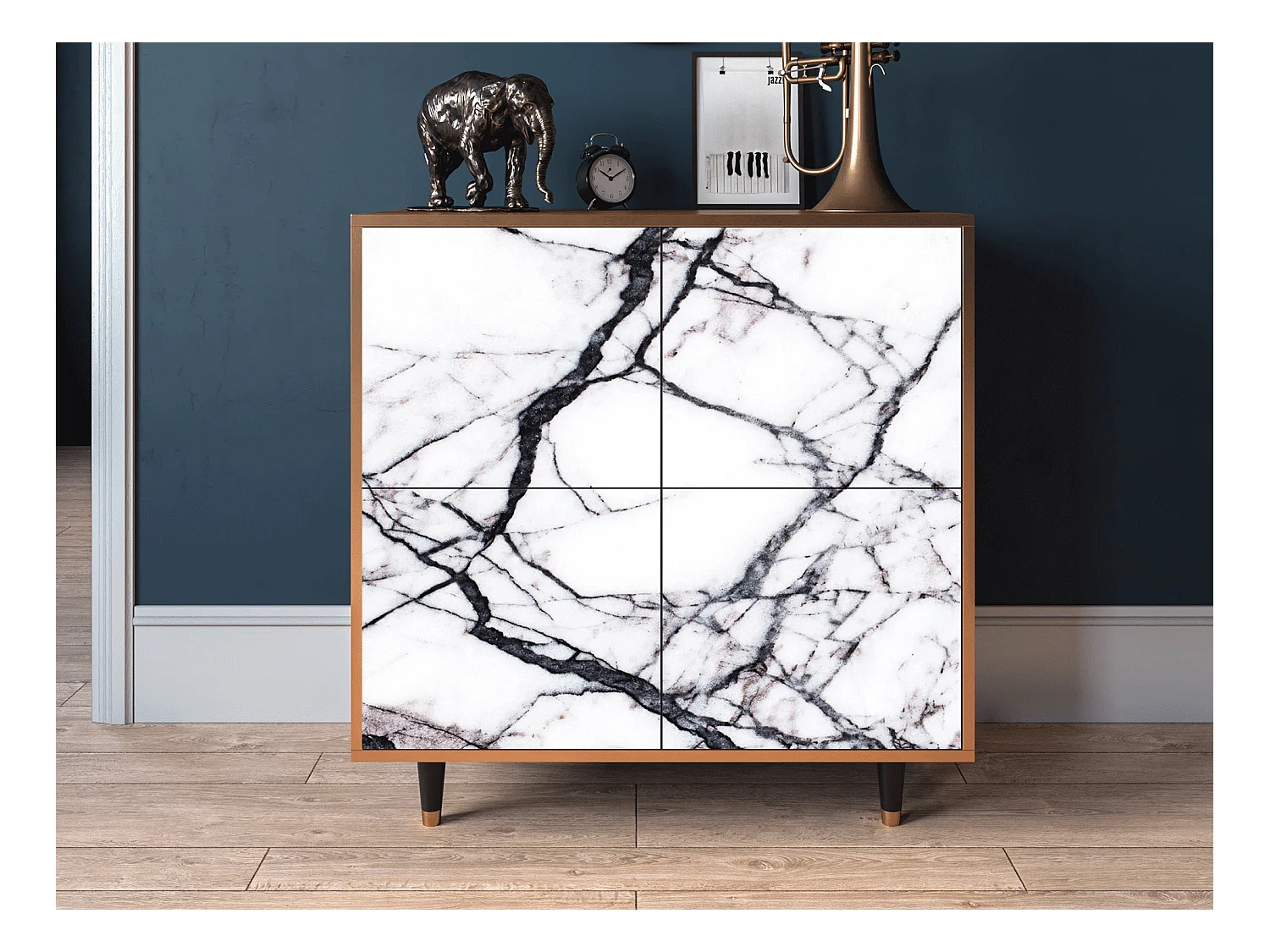 Buffet - 94x96x48 cm - BS3 - Raven Marble, Noyer