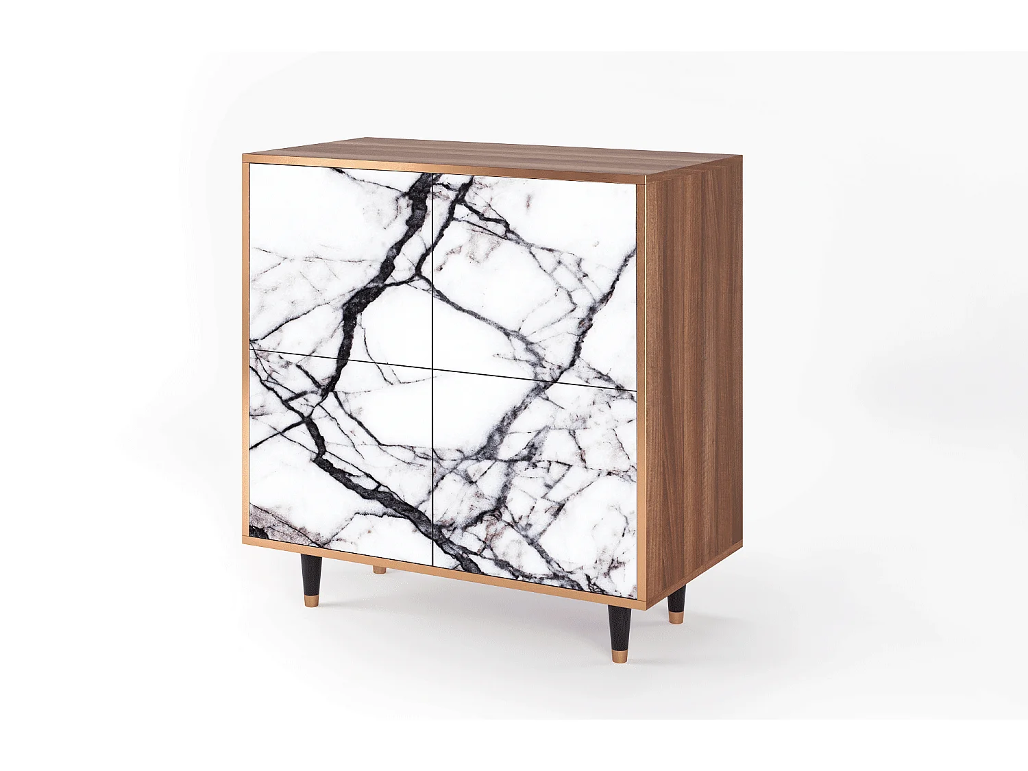 Dressoir - 94x96x48 cm - BS3 - Raven Marble, Walnoot