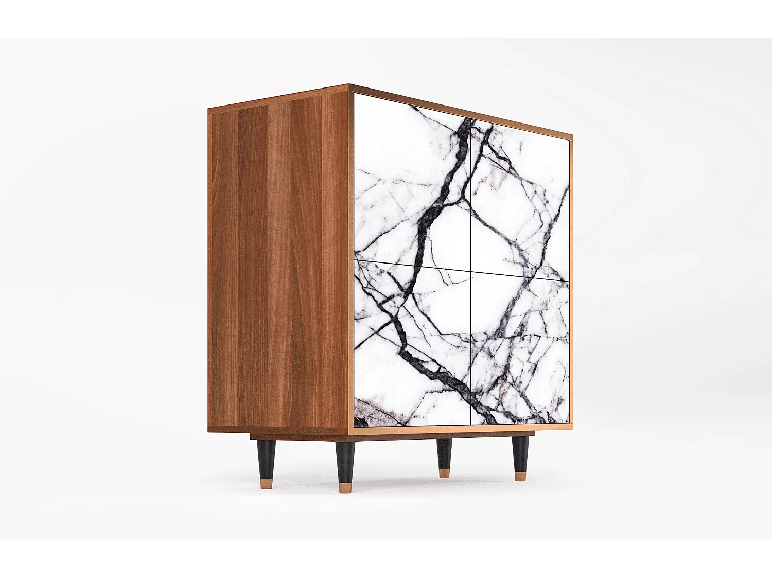 Dressoir - 94x96x48 cm - BS3 - Raven Marble, Walnoot